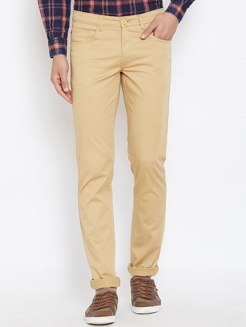 beige cotton blend chinos - 15945632 - Standard Image - 0