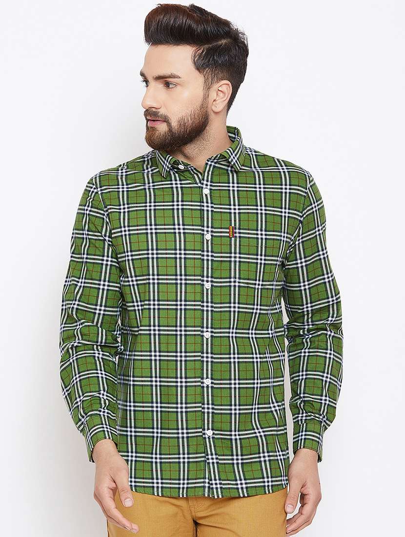 green checkered casual shirt - 15945649 -  Zoom Image - 0