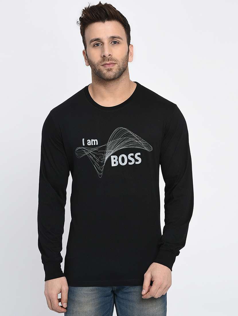 black typographic chest print t-shirt