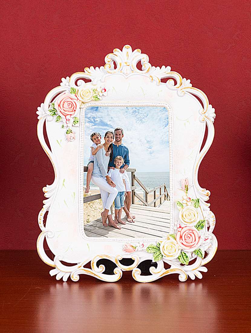 personalized resin floral rectangle shaped photo frame by golden peacock