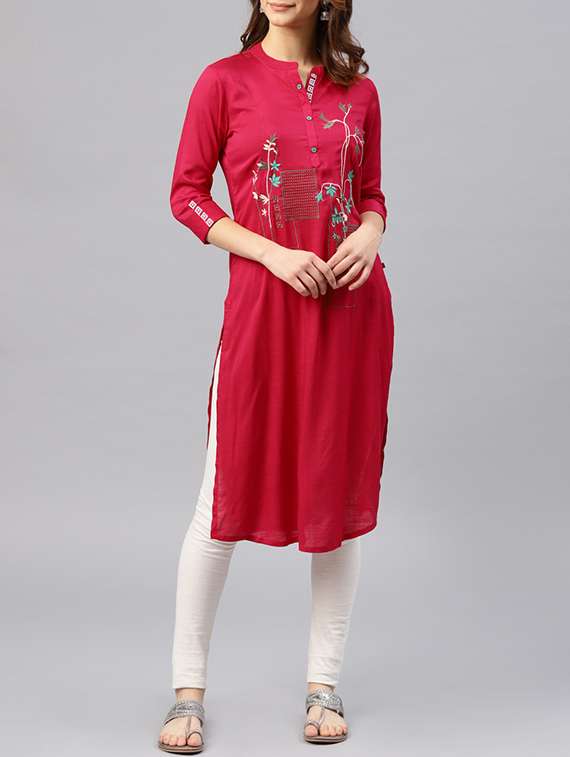 fuchsia straight kurta