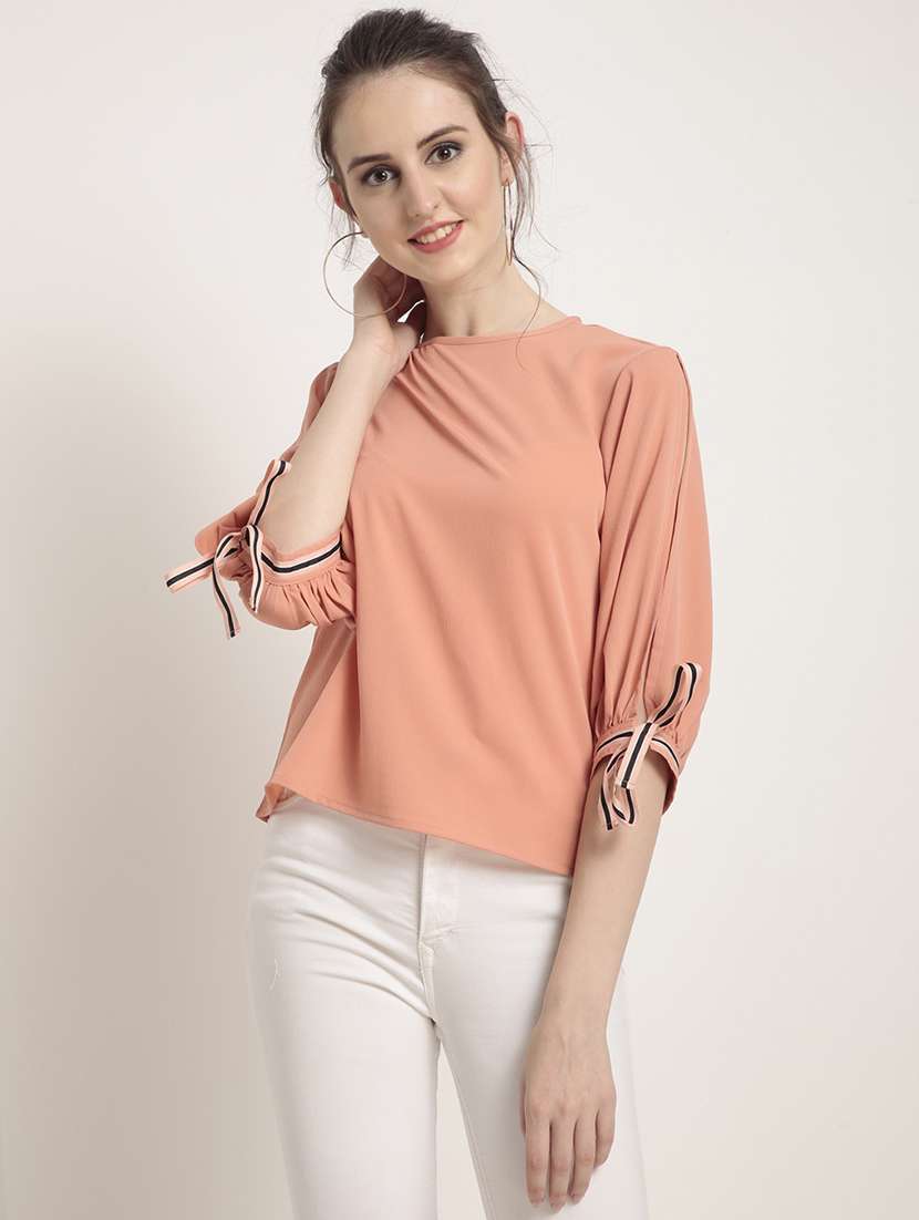 side tie up sleeved top