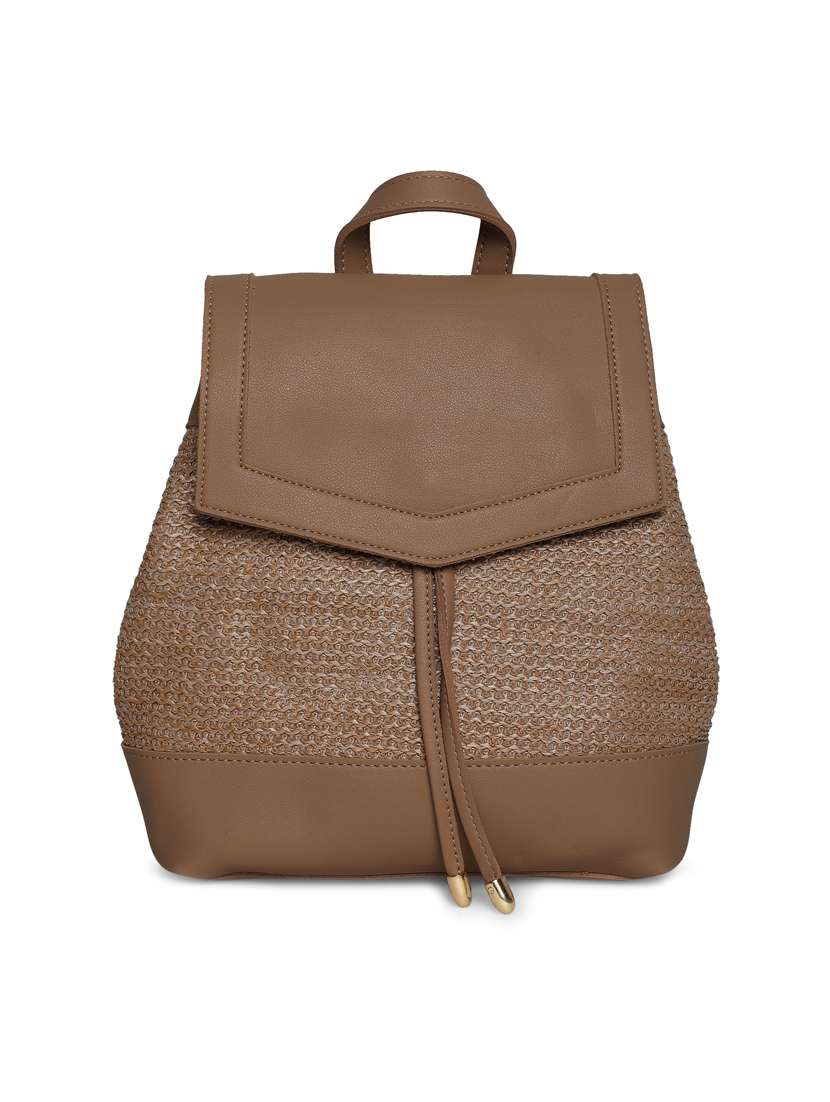 brown leatherette (pu) regular backpack
