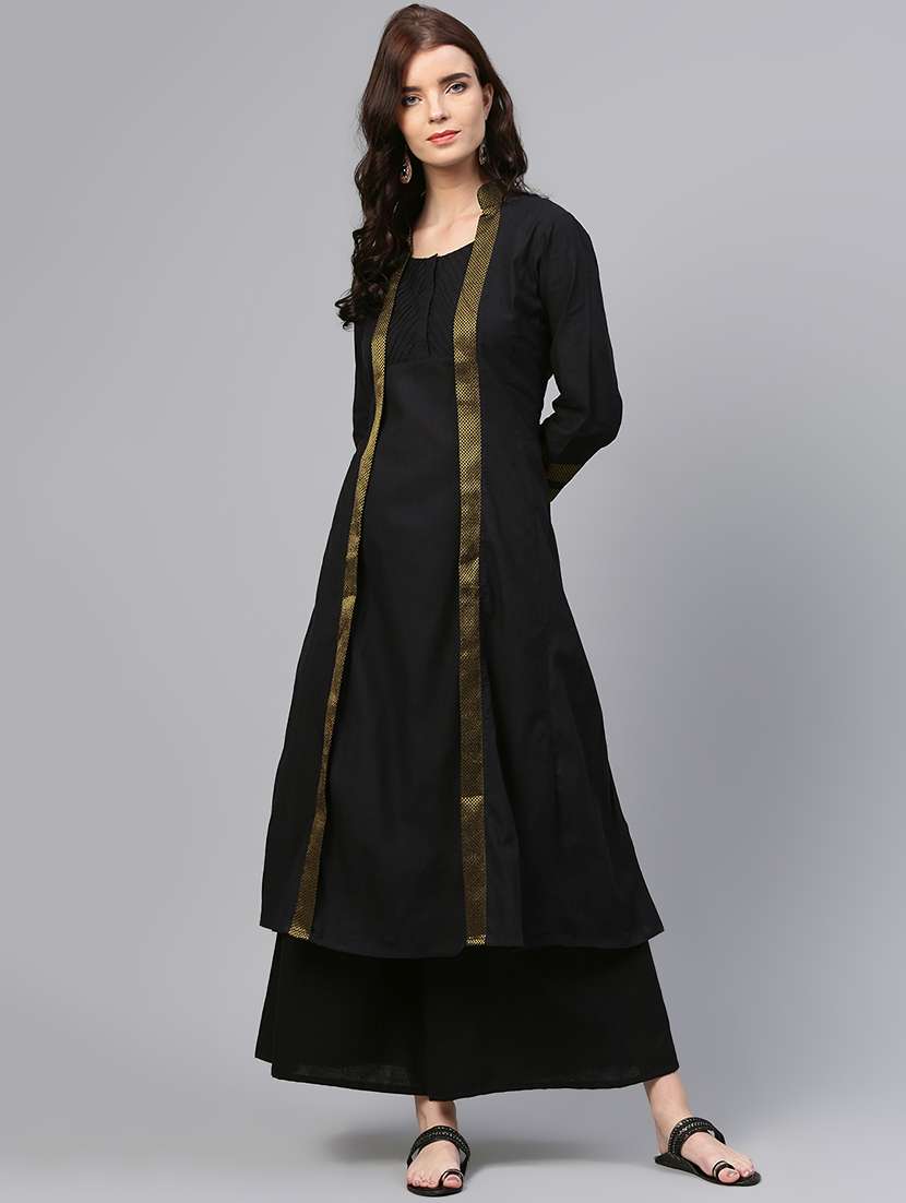 pintucks layered kurta with palazzo set