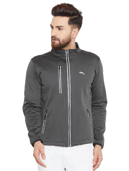 grey polyester casual jacket - 15953562 - Standard Image - 0