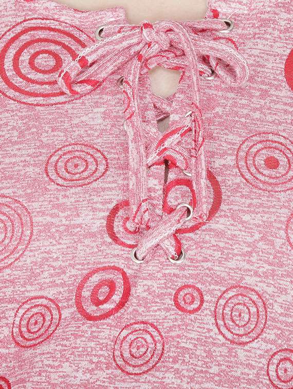 dropped shoulder lace up detail top - 15953624 -  Standard Image - 3