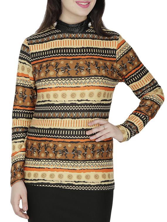 mock neck tribal print top - 15953635 - Zoom Image - 0