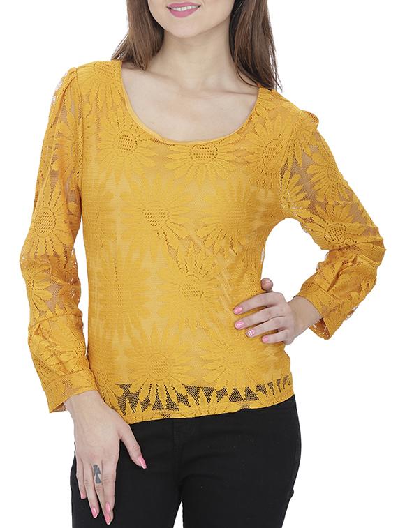 cut out floral mesh top - 15953739 - Zoom Image - 0