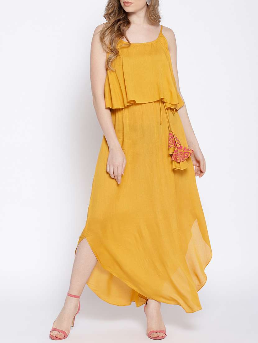 ruffled overlay maxi dress
