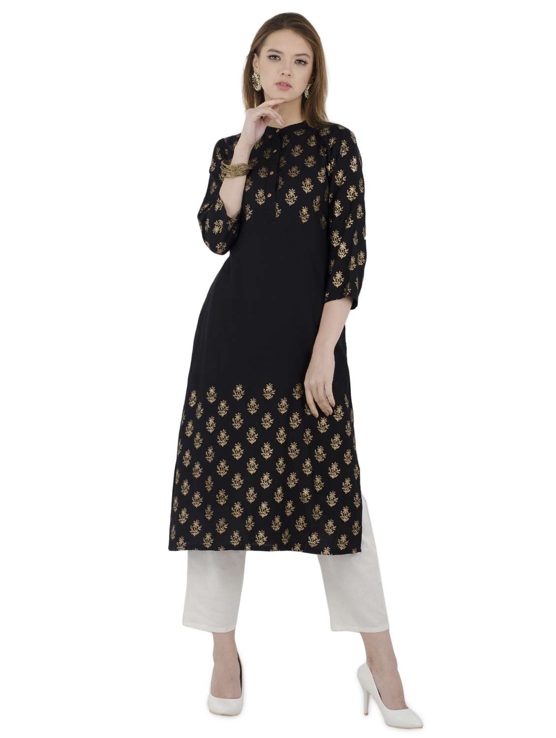 foil print straight kurta