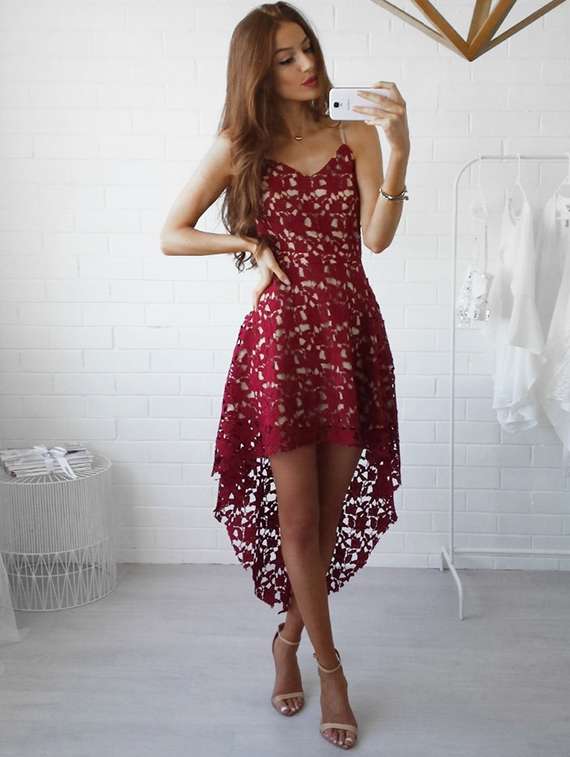 laced high low dress