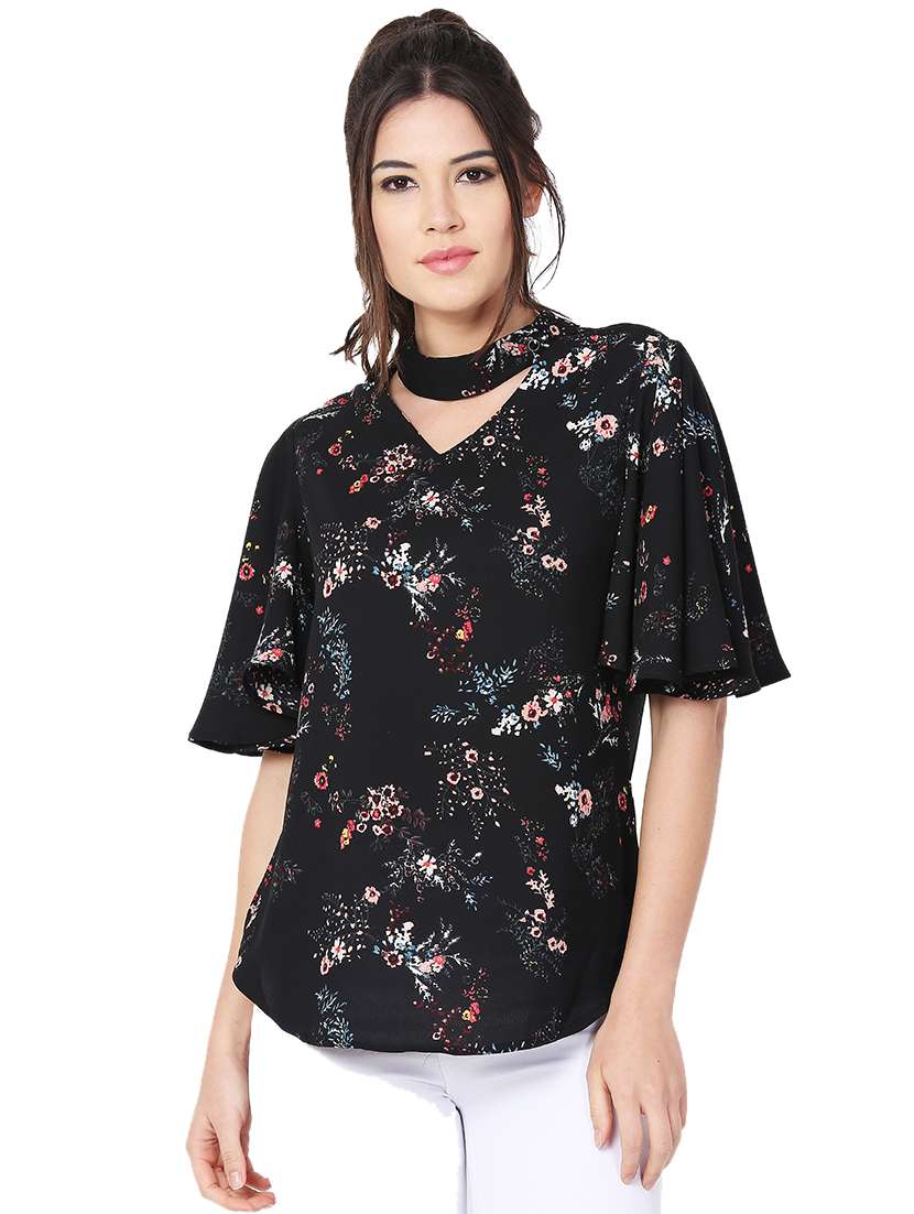 choker neck floral top
