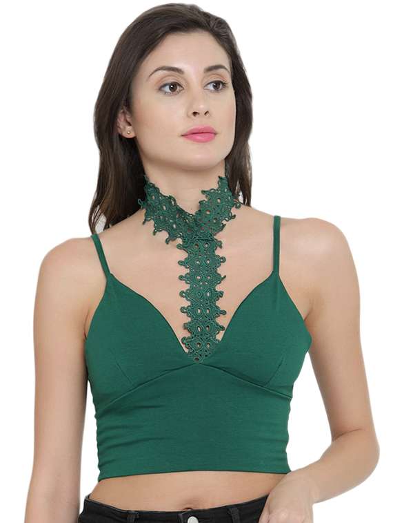 lace detail lightly padded bralette - 15962936 -  Zoom Image - 0