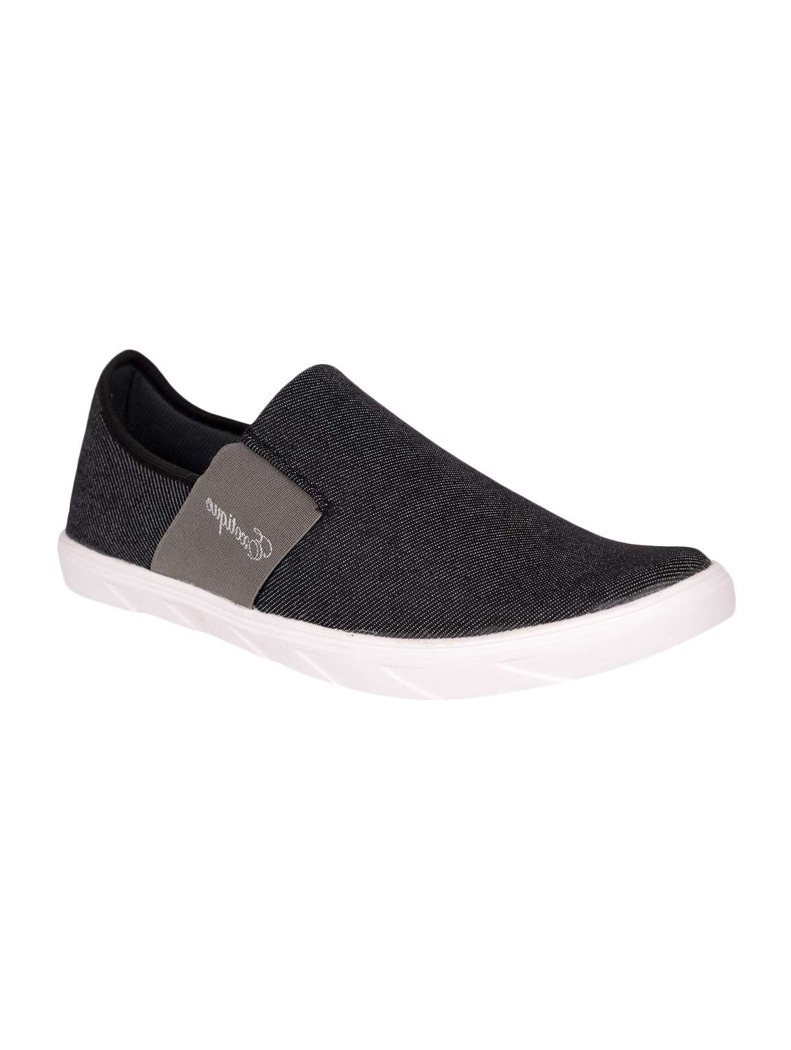 black canvas casual slip ons