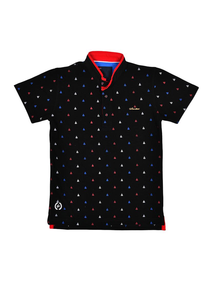 mandarin neck quirky print t-shirt - 15964717 - Zoom Image - 0