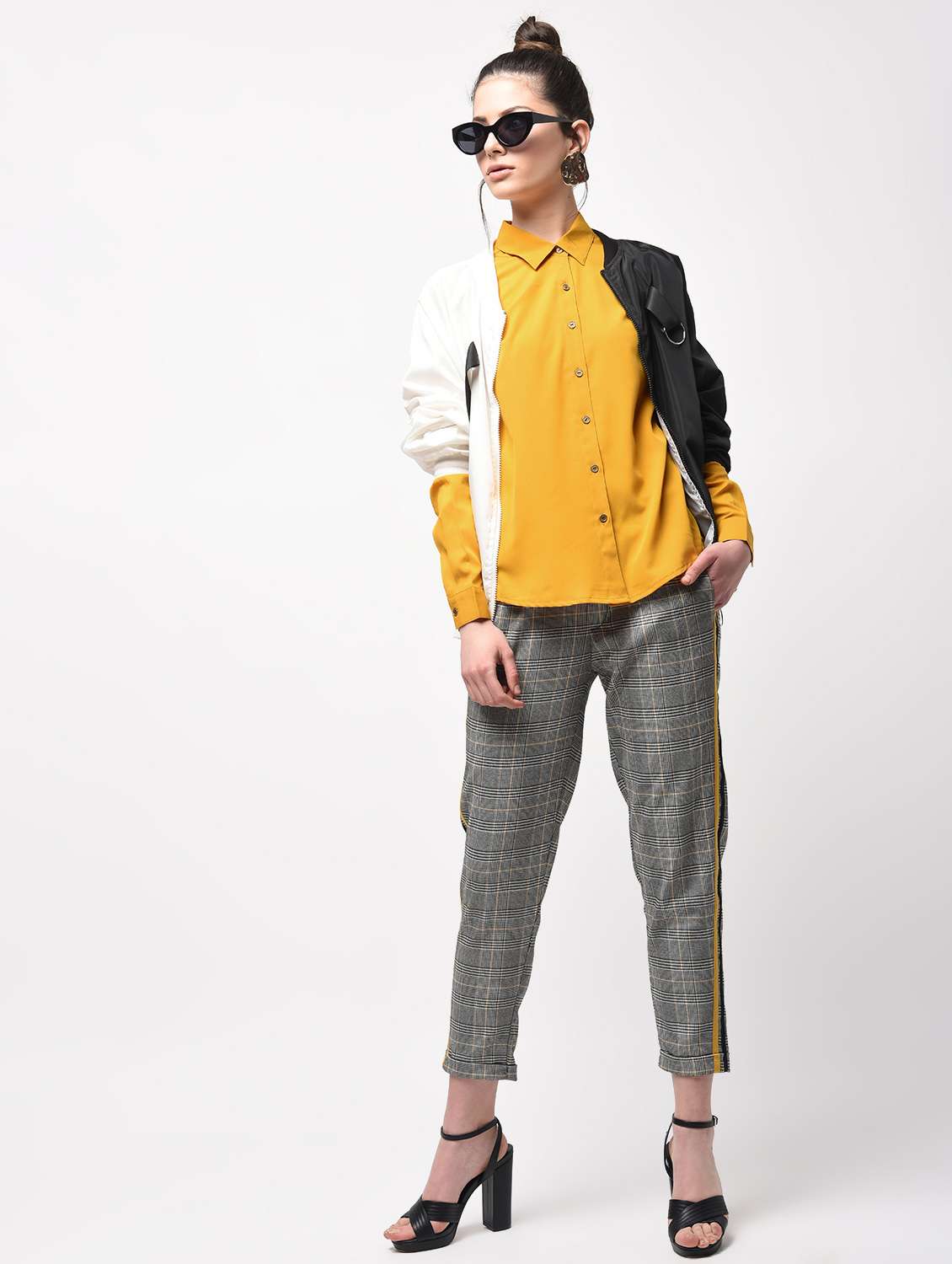 curved hem back pleat shirt