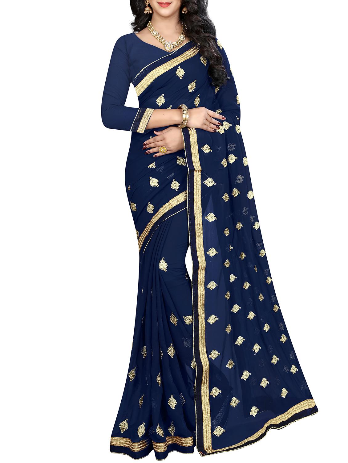 paisley embroidered saree with blouse - 15965036 -  Zoom Image - 0