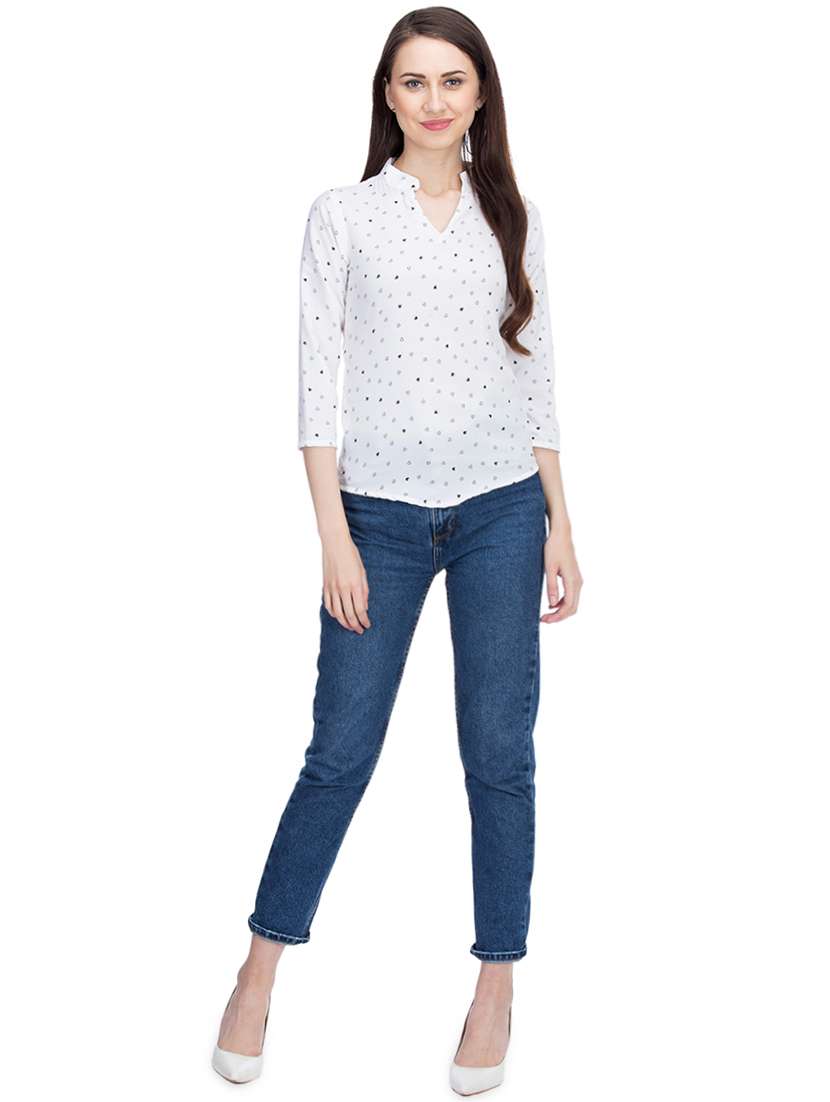 women's straight mandarin neck top - 15966510 -  Standard Image - 3