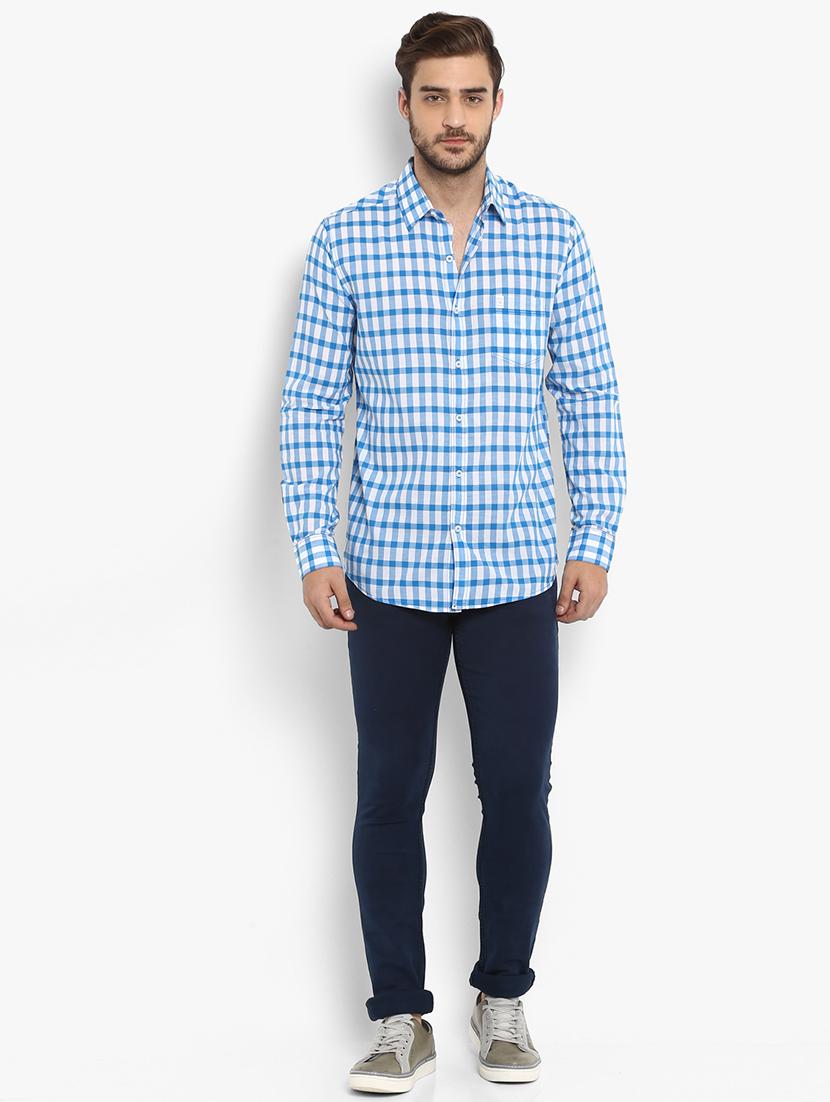 blue checkered casual shirt - 15968431 - Standard Image - 3