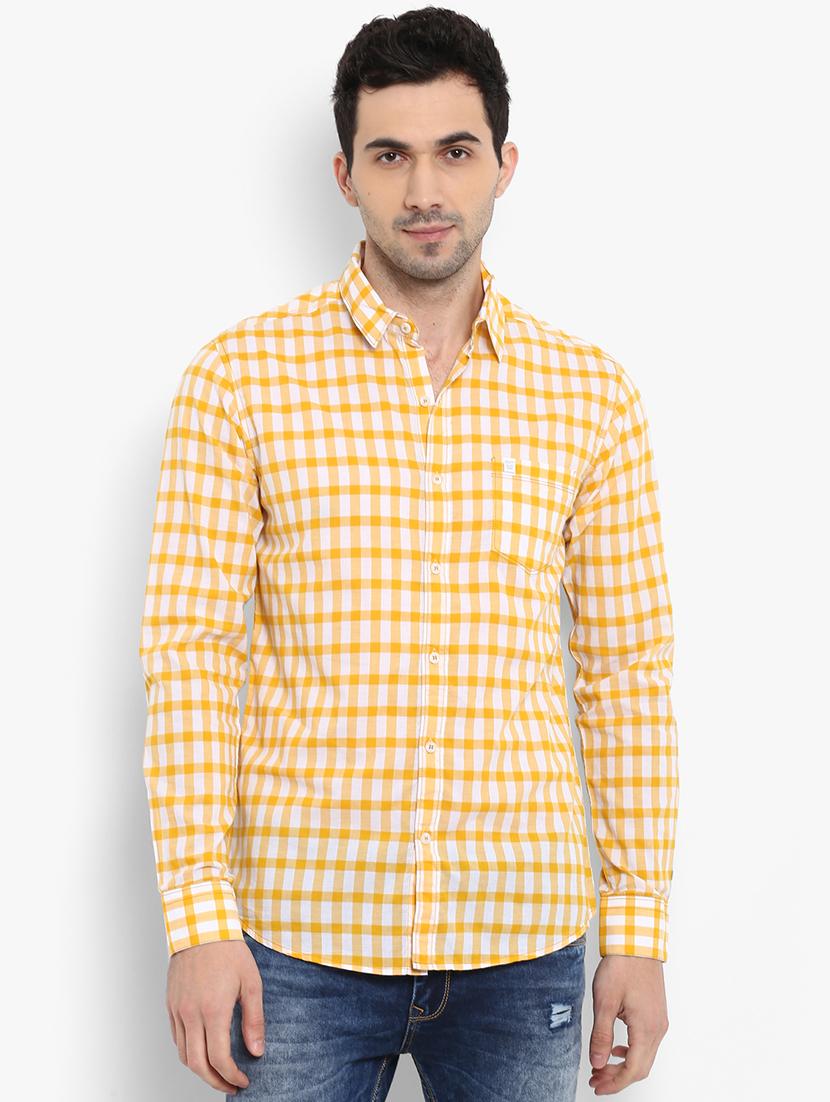yellow checkered casual shirt - 15968433 - Zoom Image - 0
