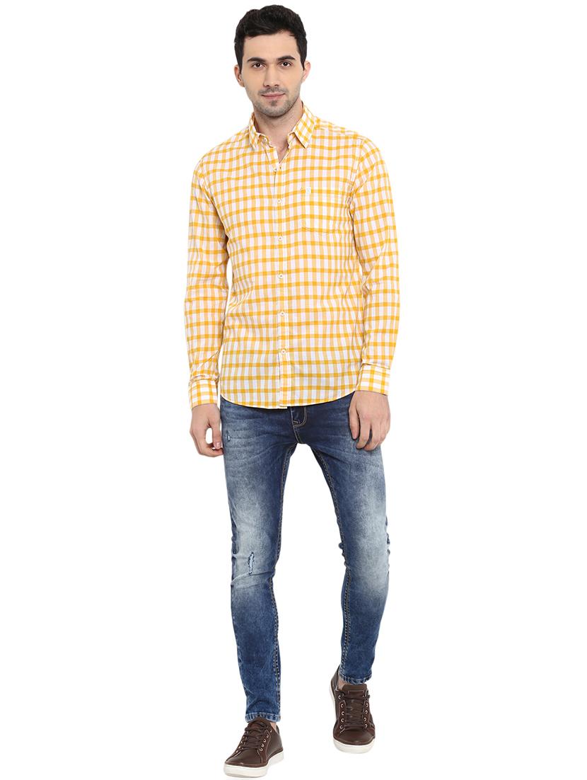 yellow checkered casual shirt - 15968433 - Standard Image - 3