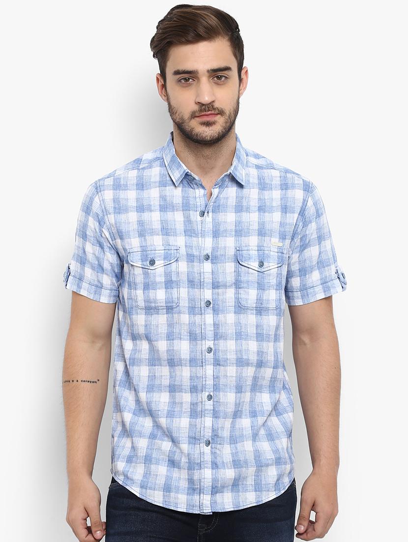 blue checkered casual shirt - 15968441 - Zoom Image - 0