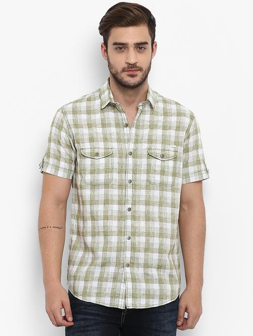 green checkered casual shirt - 15968442 - Standard Image - 0