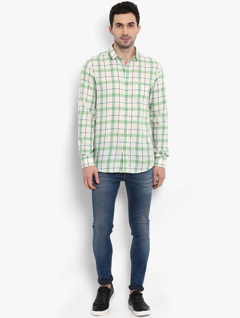 green checkered casual shirt - 15968449 - Standard Image - 3