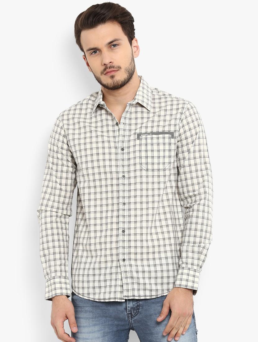 beige checkered casual shirt - 15968454 - Zoom Image - 0