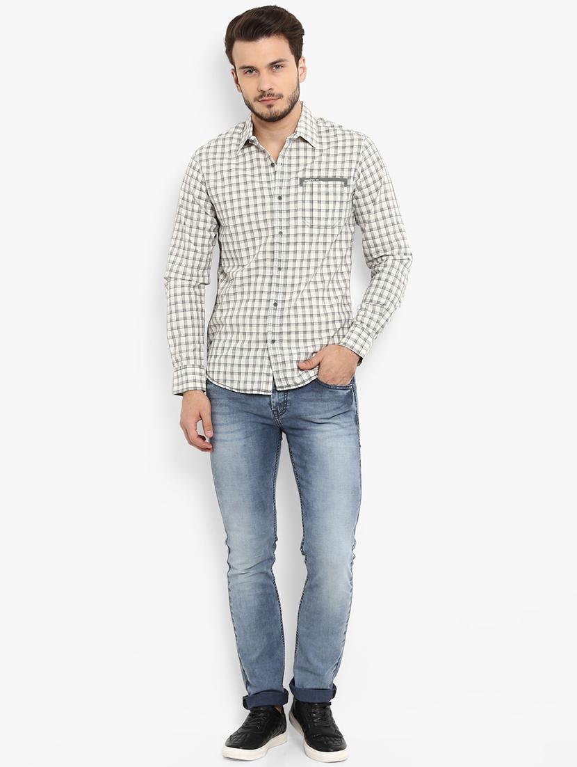 beige checkered casual shirt - 15968454 - Standard Image - 3