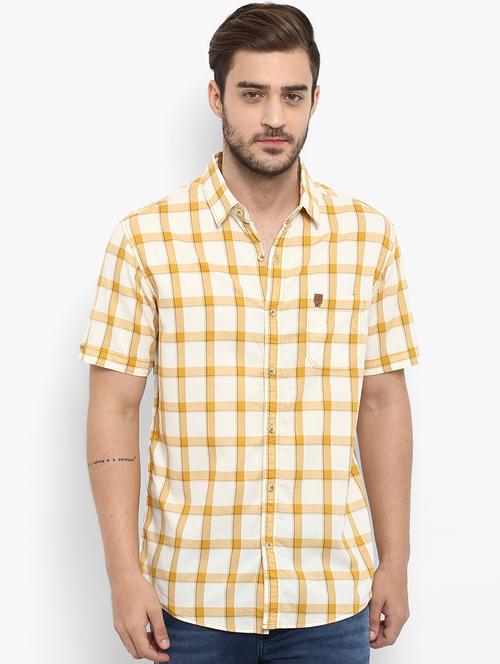 yellow checkered casual shirt - 15968459 - Standard Image - 0