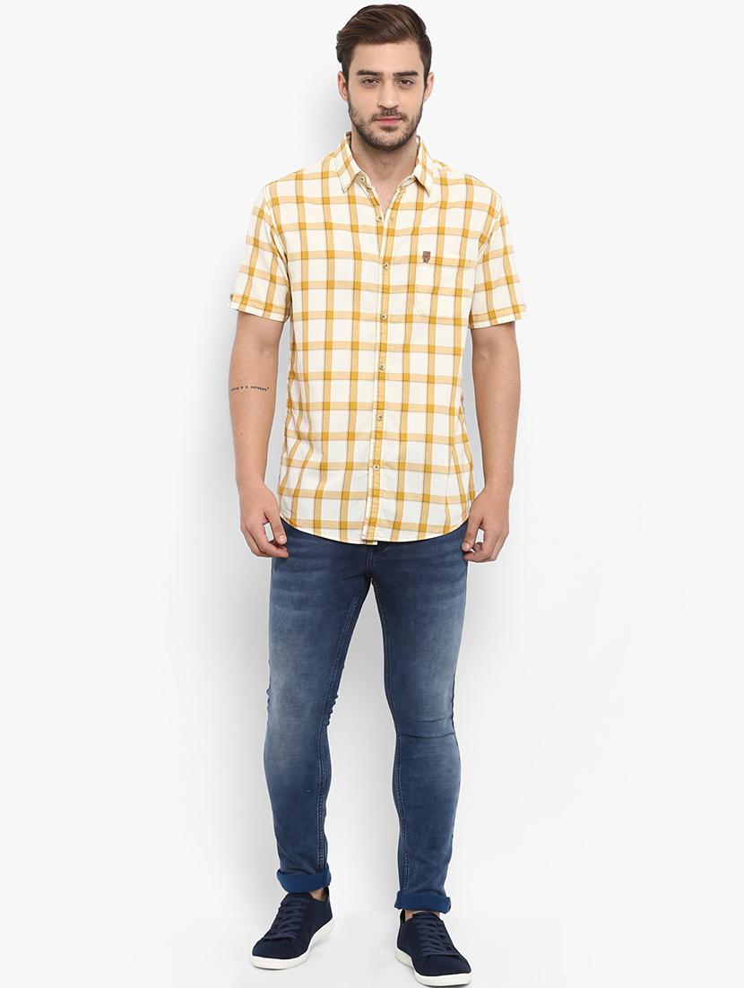 yellow checkered casual shirt - 15968459 - Standard Image - 3