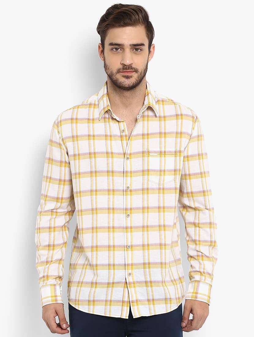 yellow checkered casual shirt - 15968467 - Zoom Image - 0