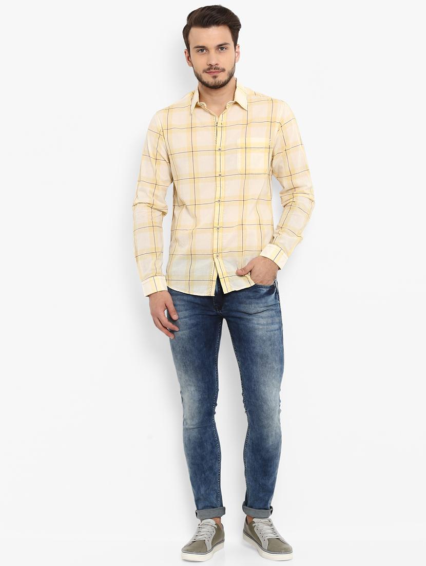 yellow checkered casual shirt - 15968469 - Standard Image - 3