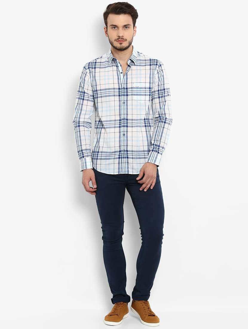 blue checkered casual shirt - 15968471 - Standard Image - 3