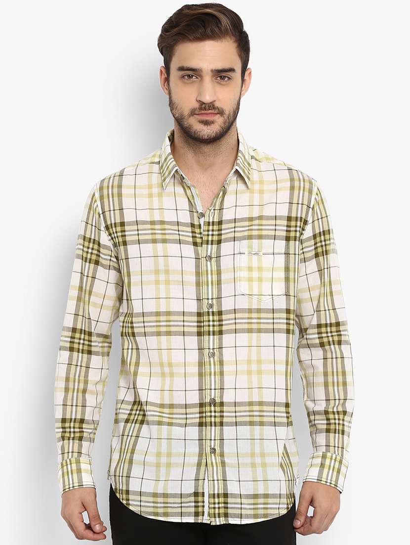 yellow checkered casual shirt - 15968472 - Zoom Image - 0