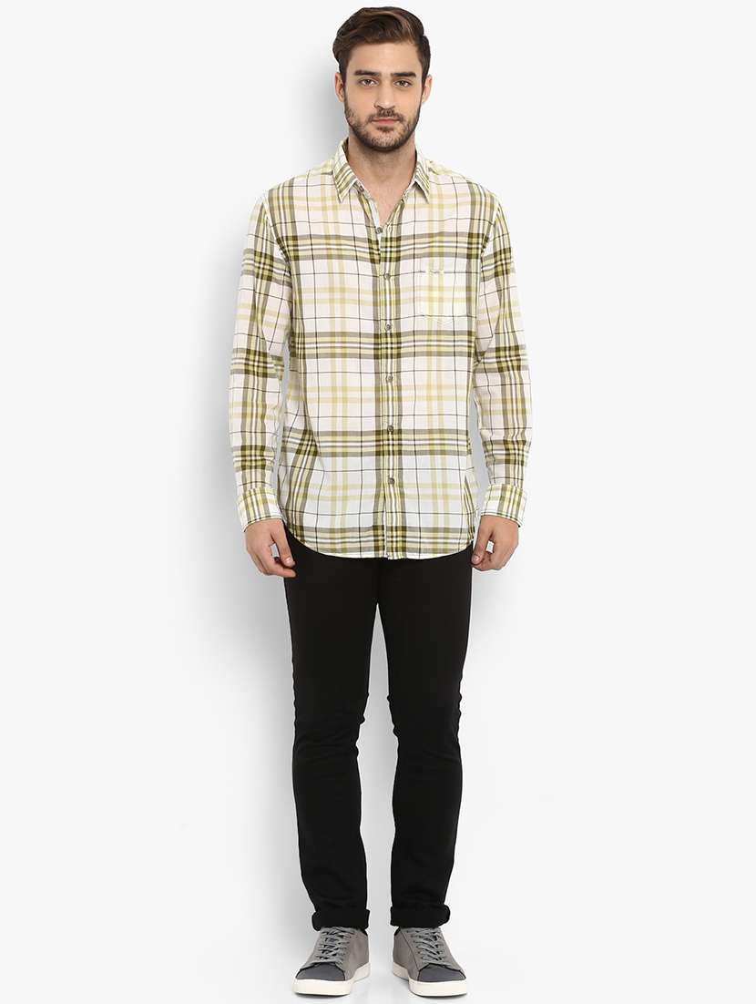yellow checkered casual shirt - 15968472 - Standard Image - 3