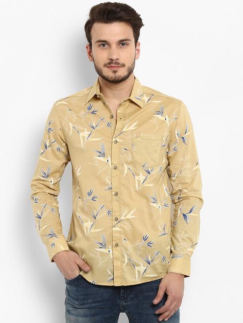 yellow printed casual shirt - 15968517 - Standard Image - 0
