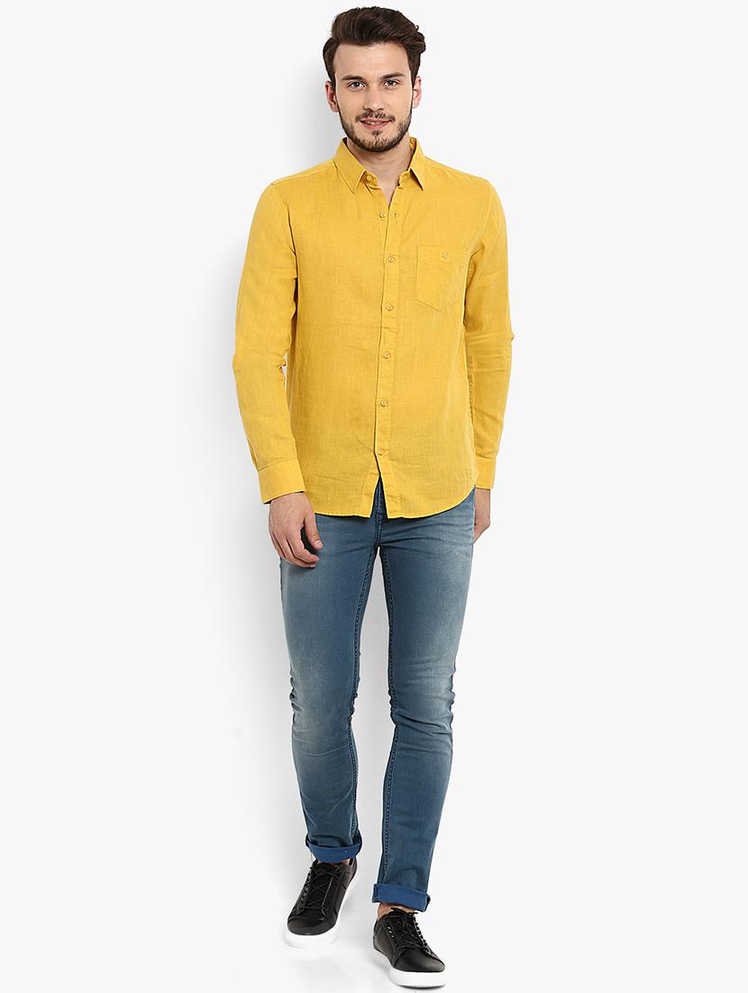 yellow linen casual shirt - 15968522 - Standard Image - 3