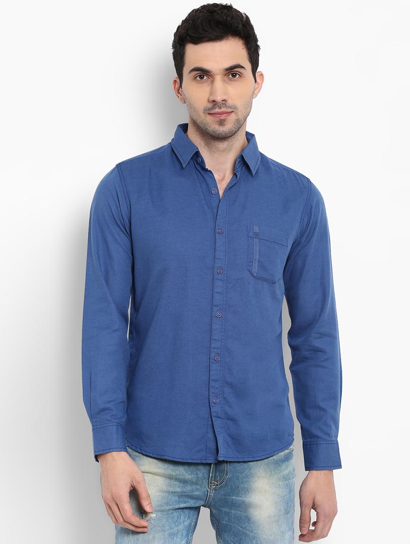 blue solid casual shirt - 15968535 - Zoom Image - 0
