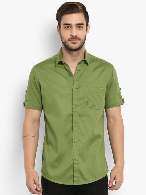 green solid casual shirt - 15968539 -  Standard Image - 0