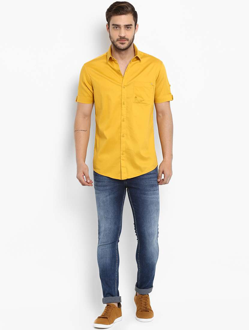 yellow solid casual shirt - 15968540 -  Standard Image - 3