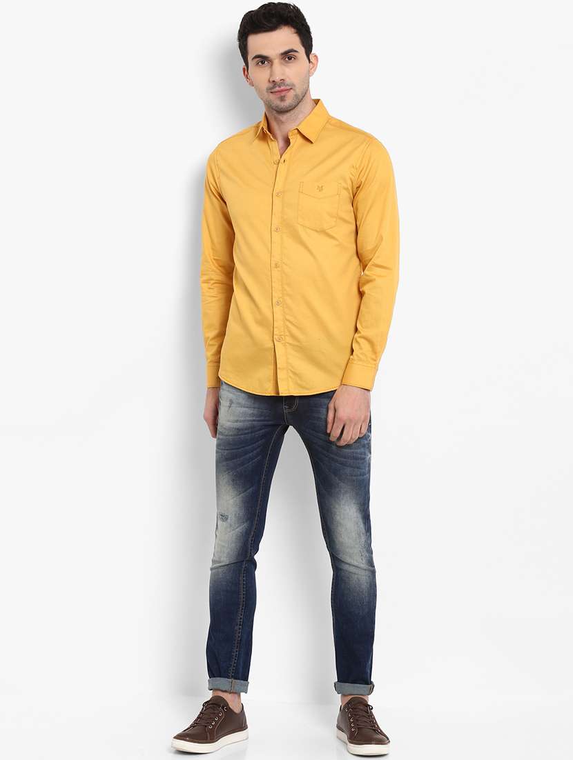 yellow solid casual shirt - 15968541 -  Standard Image - 3