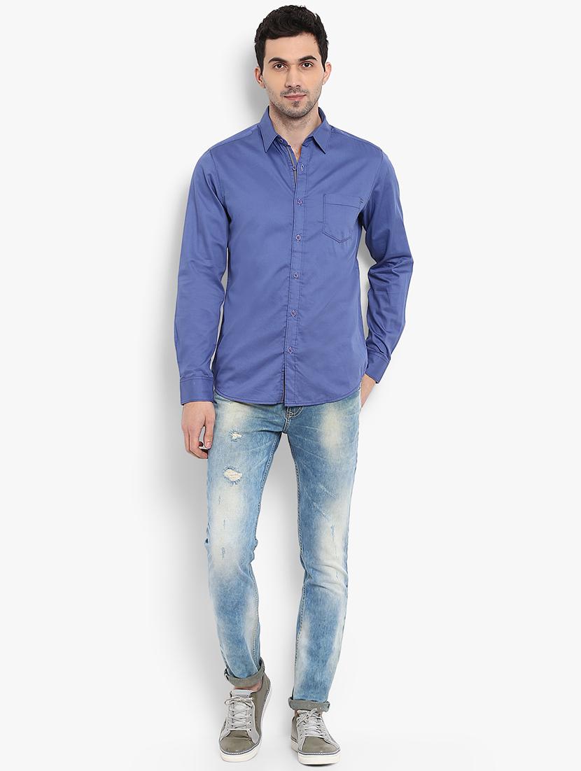 purple solid casual shirt - 15968544 - Standard Image - 3