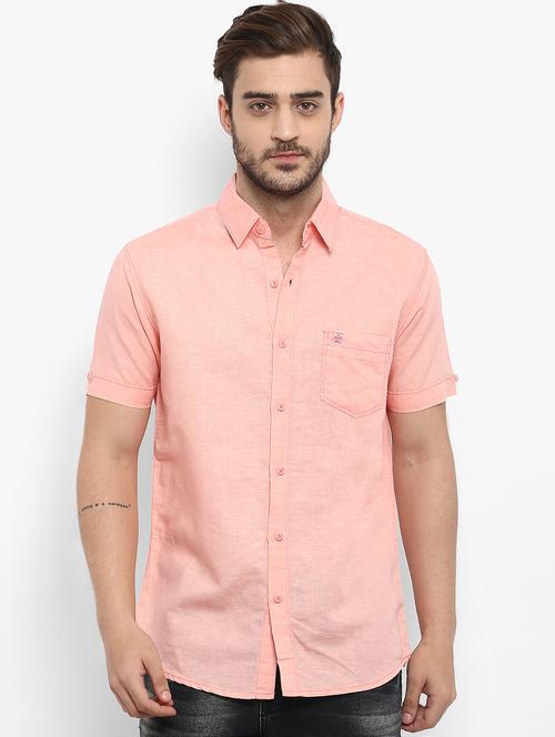 orange linen casual shirt - 15968551 - Standard Image - 0