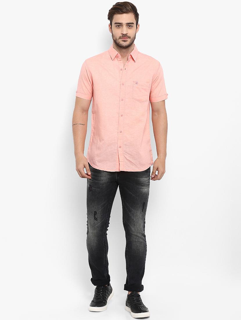 orange linen casual shirt - 15968551 - Standard Image - 3