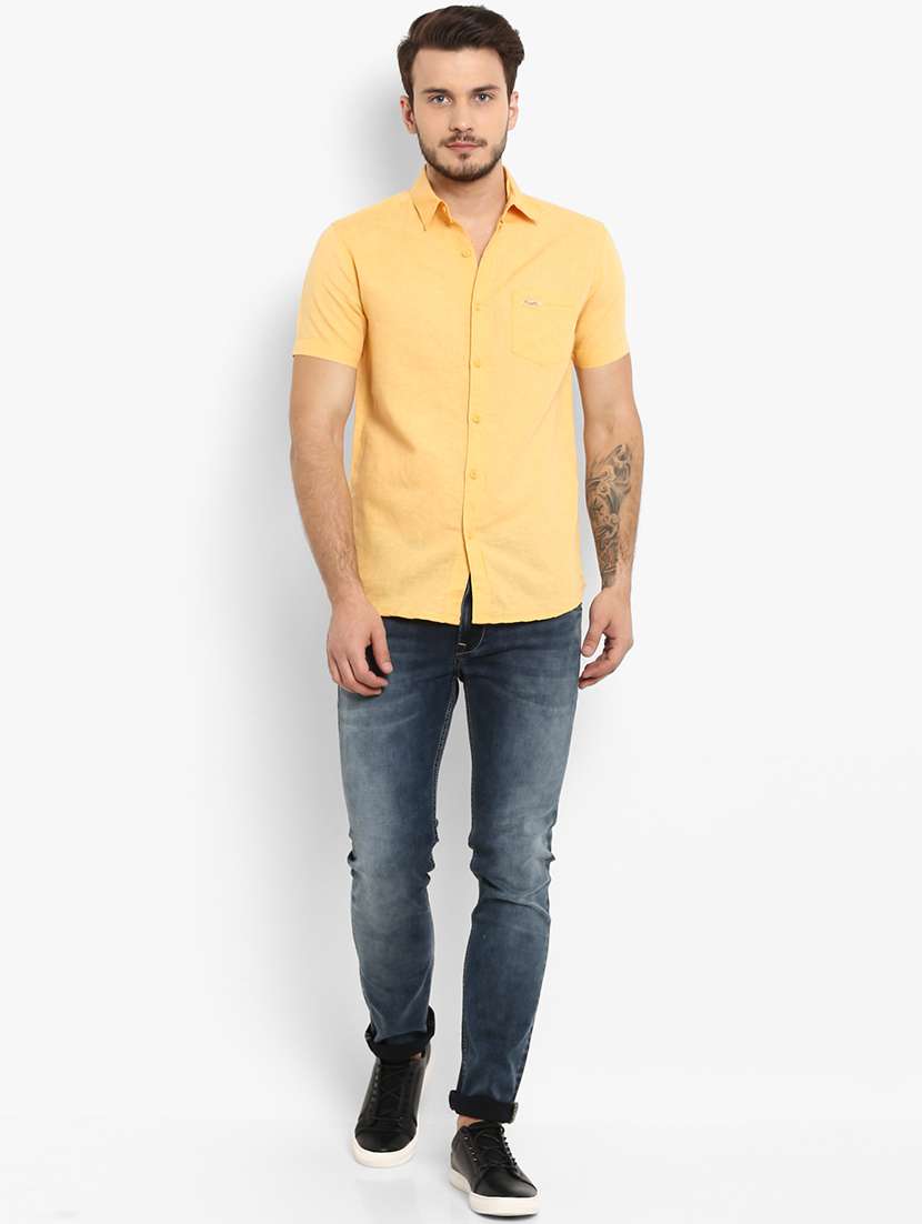 yellow linen casual shirt - 15968553 -  Standard Image - 3