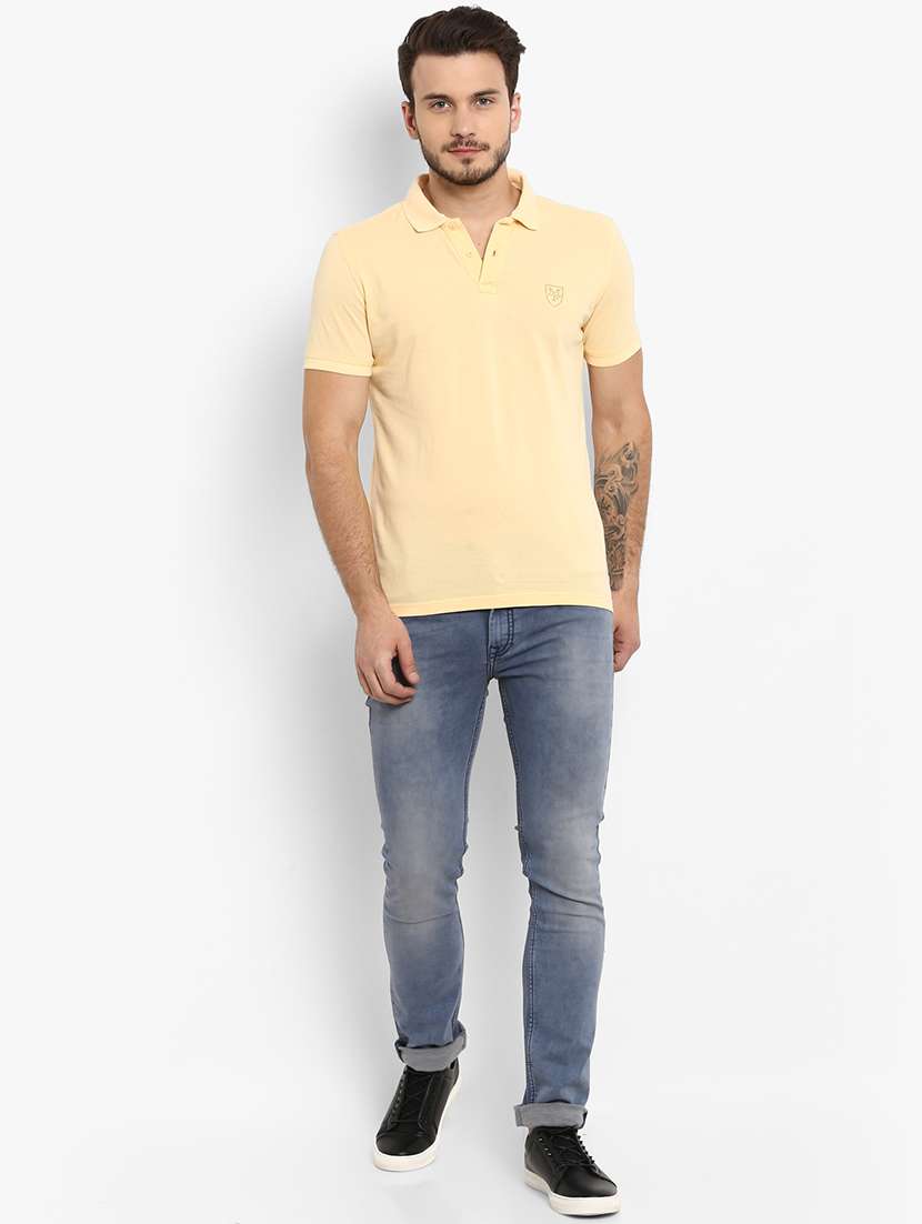 yellow solid polo t-shirt - 15968565 - Standard Image - 3