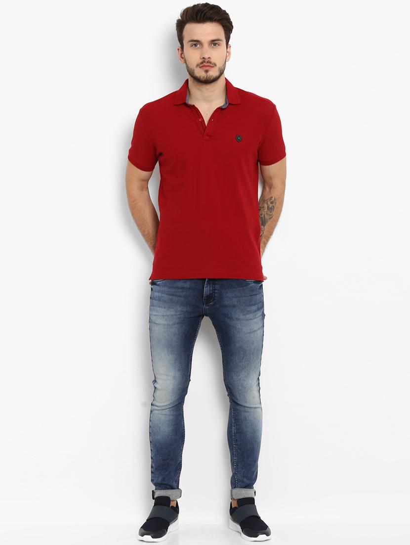 red solid polo t-shirt - 15968579 - Standard Image - 3