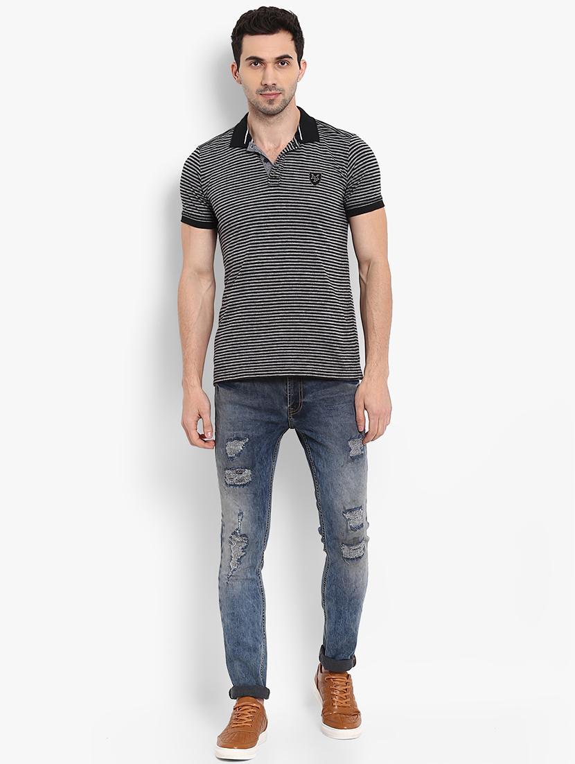 black striped polo t-shirt - 15968589 - Standard Image - 3